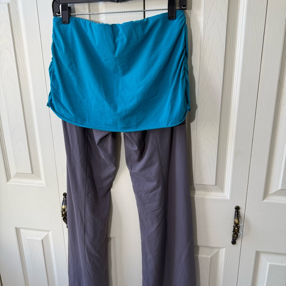 Lucy Heart Center Flare Yoga Pants Layered Blue Grey Womens Size Medium - Picture 8 of 8